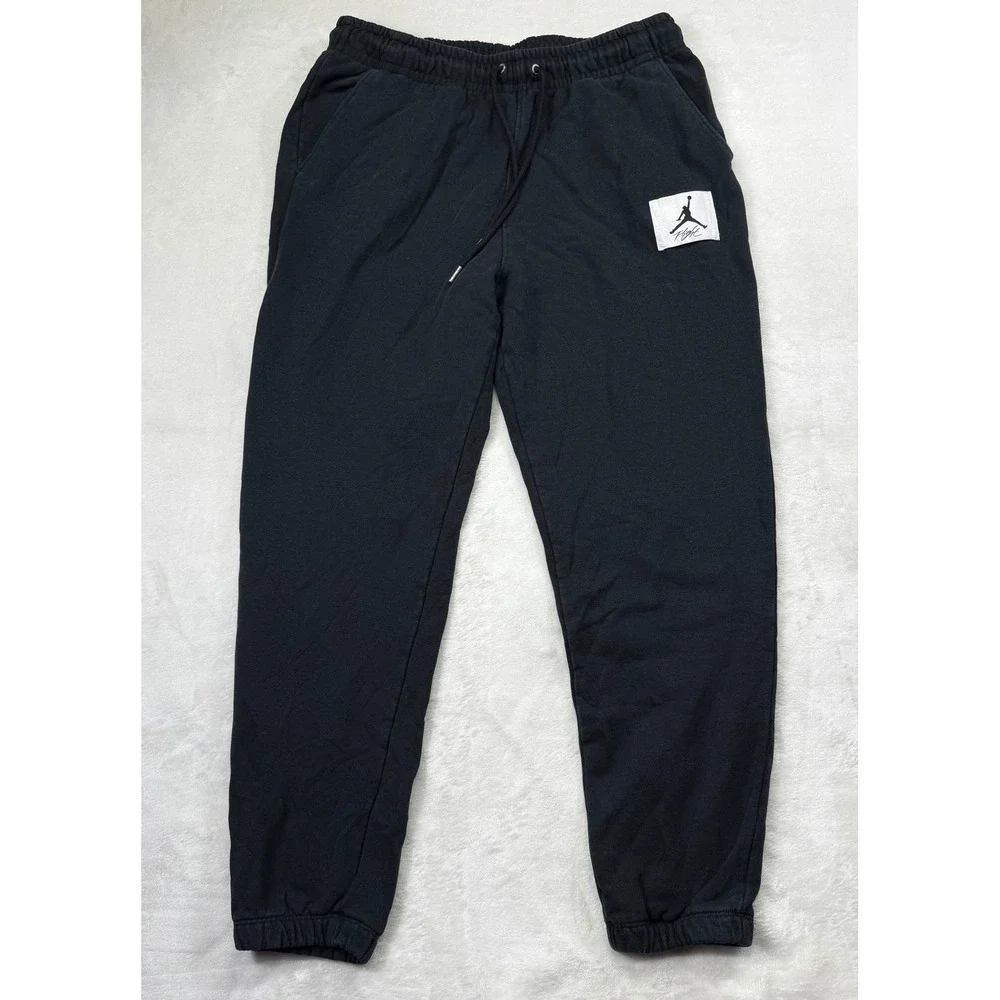 Jordan Flight Essentials Men Black Cotton French Terry Sweatpants Joggers Large